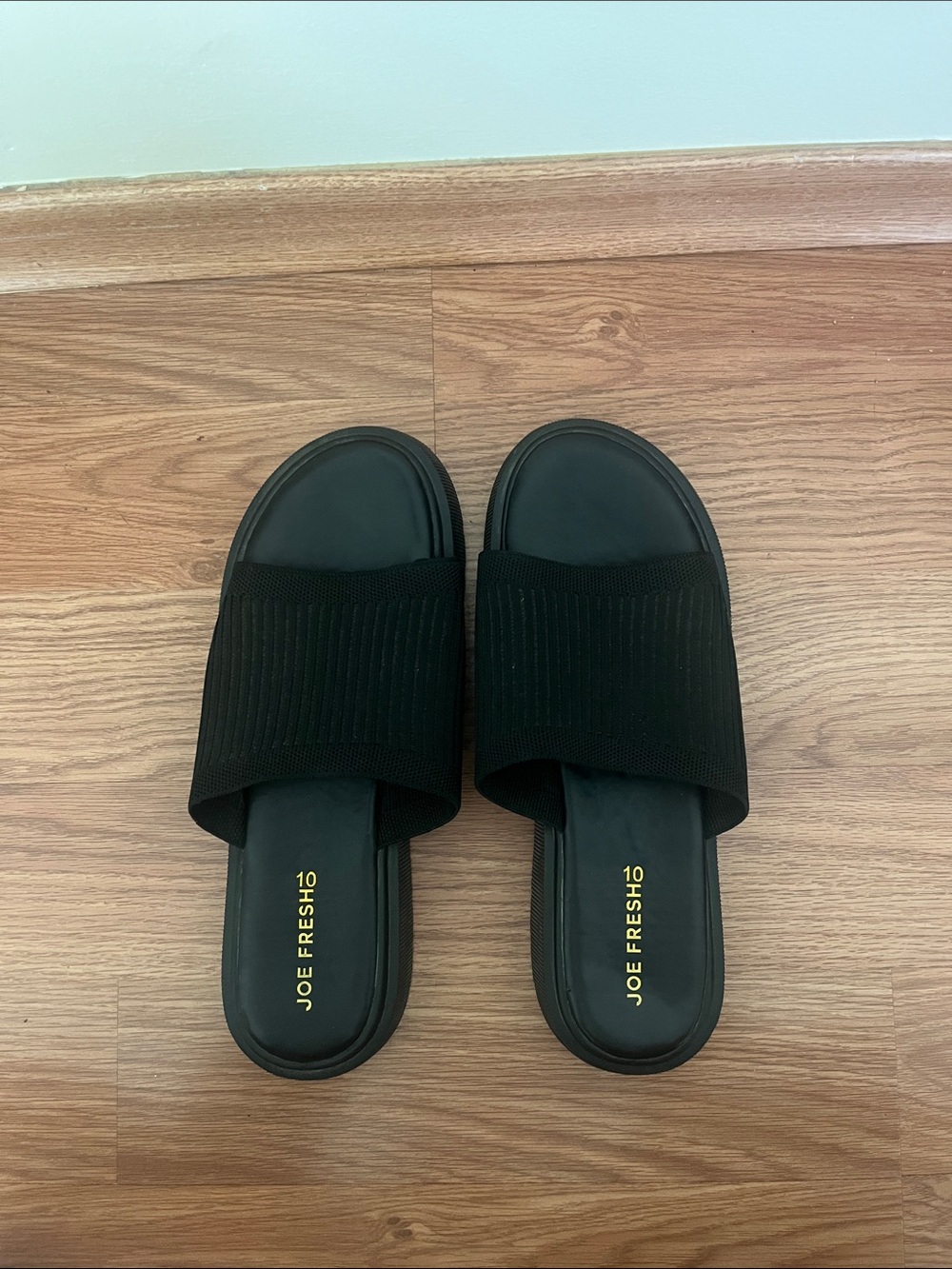 Joe Fresh Black Knit Slide Sandals - Women's